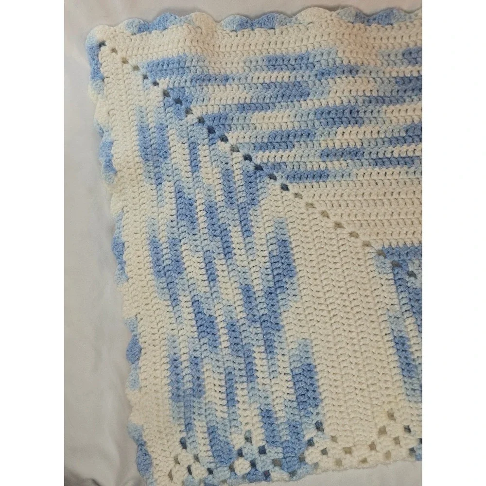 Handmade Crochet Baby Receiving Blanket Pair Yellow 36